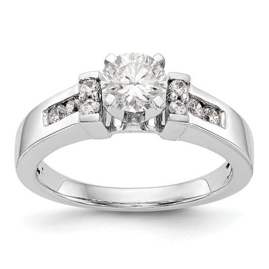 14K White Gold Diamond Peg Set CZ Engagement Ring