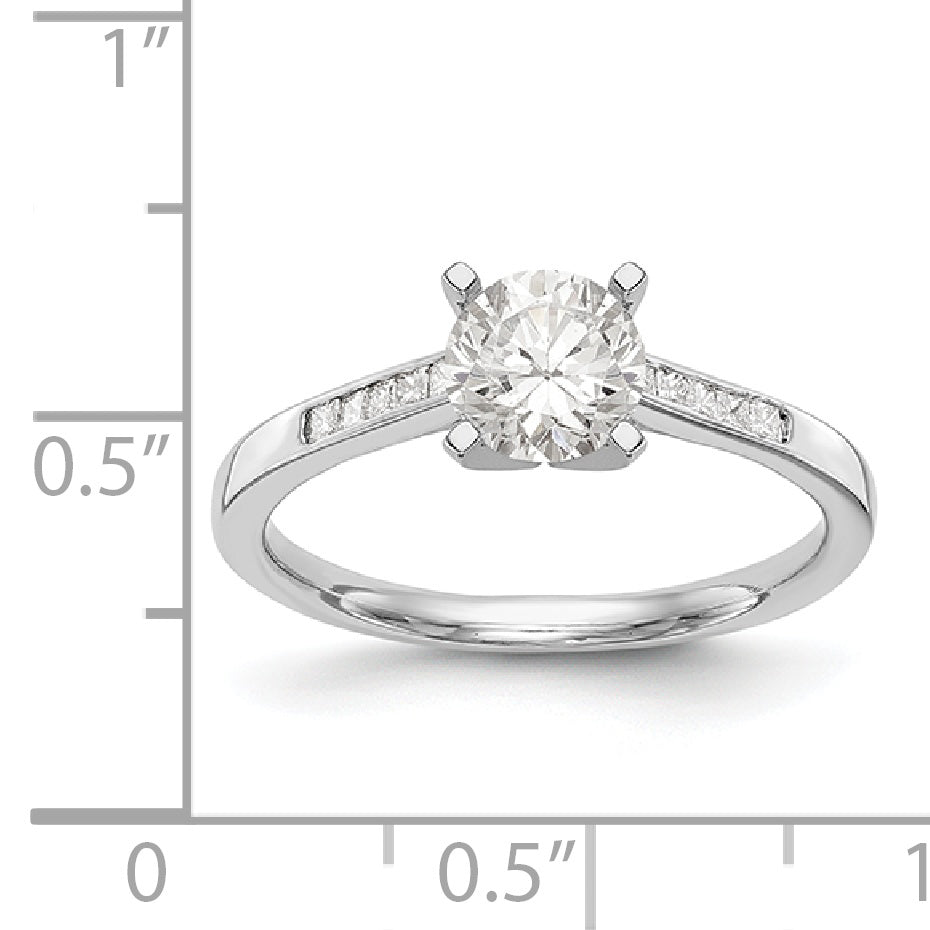 14K White Gold Diamond Peg Set CZ Engagement Ring