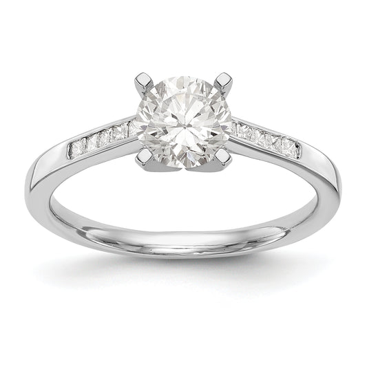 14K White Gold Diamond Peg Set CZ Engagement Ring