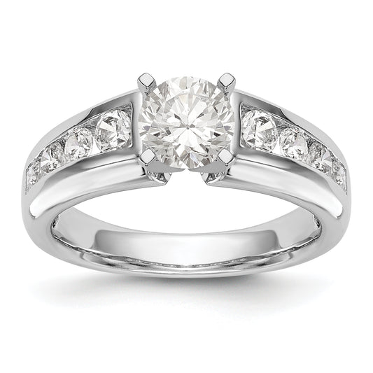 14K White Gold Diamond Peg Set Engagement Ring