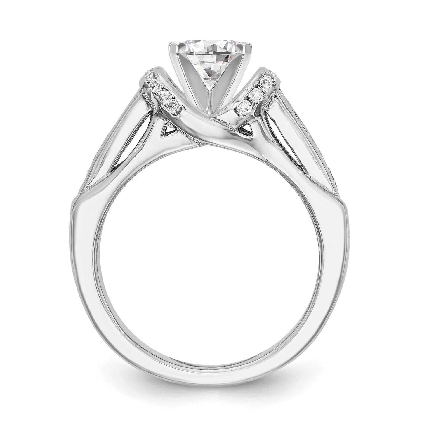 14K White Gold Diamond Peg Set Engagement Ring