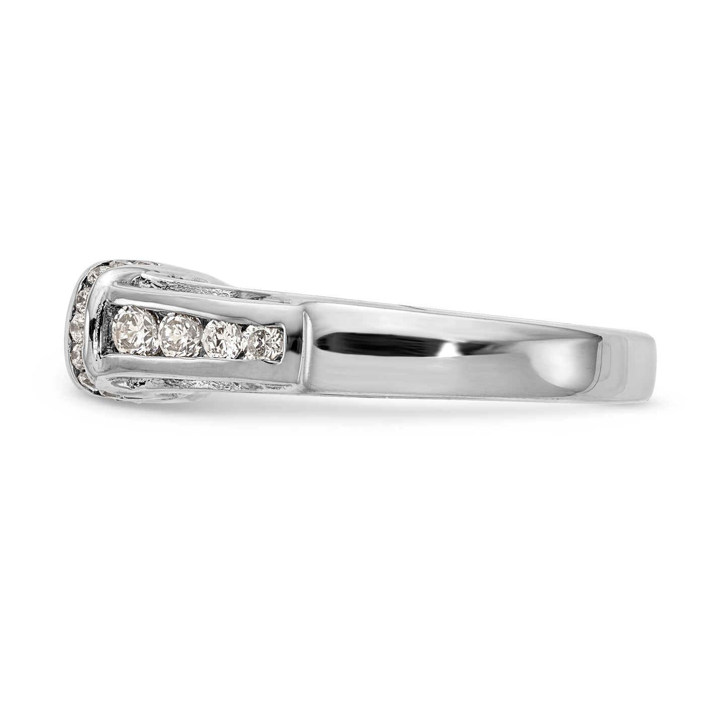 14K White Gold Diamond Peg Set Engagement Ring