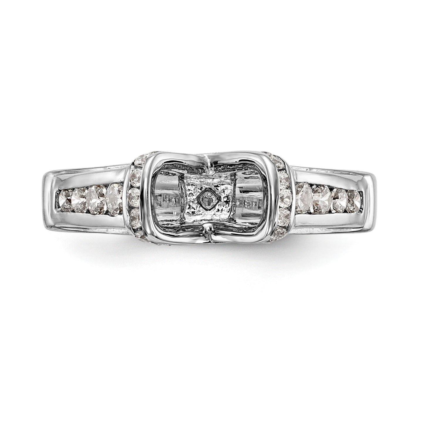 14K White Gold Diamond Peg Set Engagement Ring