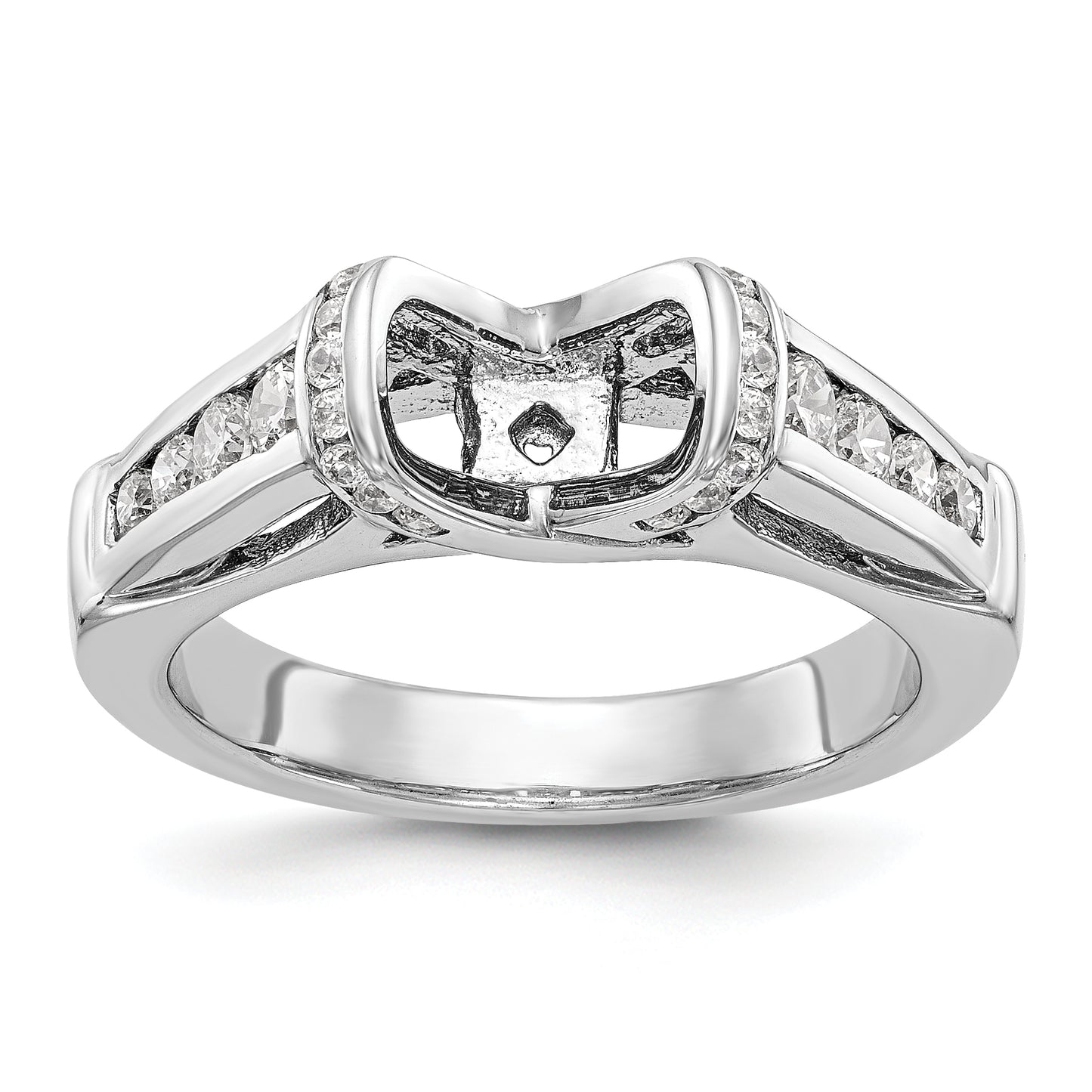 14K White Gold Diamond Peg Set Engagement Ring