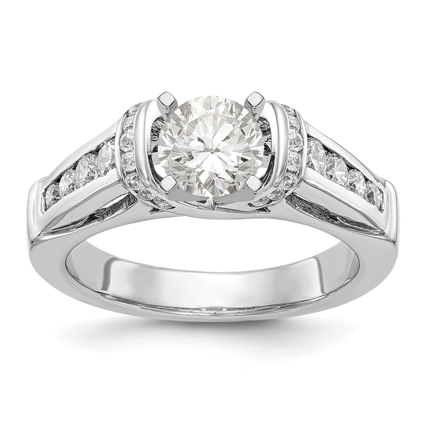 14K White Gold Diamond Peg Set Engagement Ring