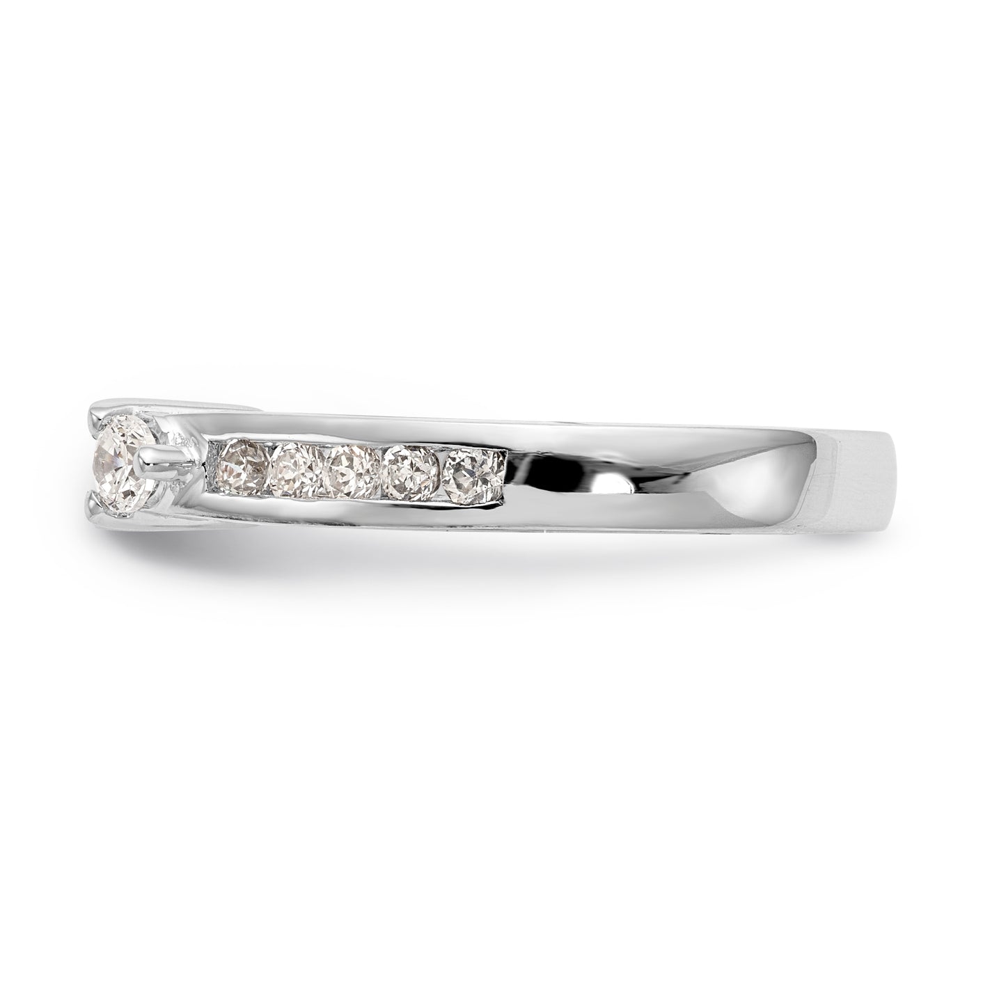 14K White Gold Diamond Peg Set CZ Engagement Ring