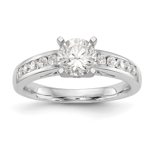 14K White Gold Diamond Peg Set Engagement Ring