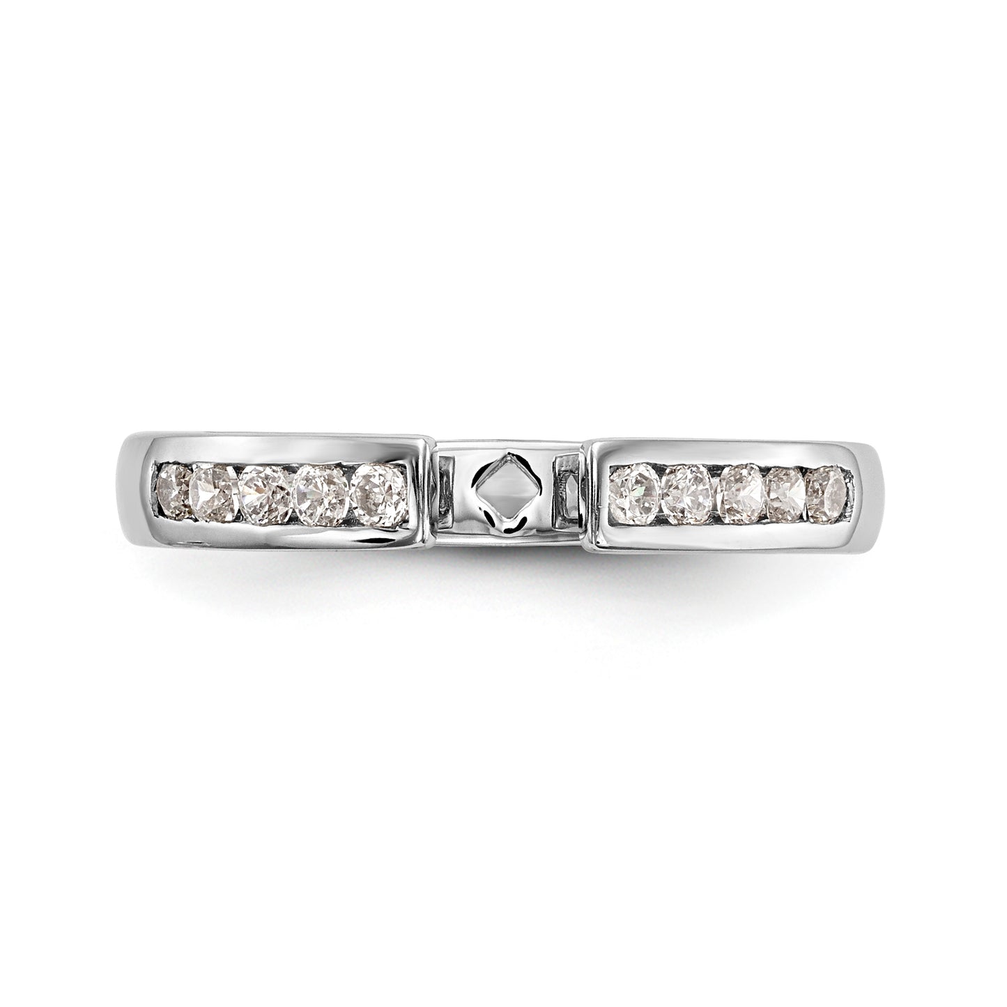 14K White Gold Diamond Peg Set CZ Engagement Ring