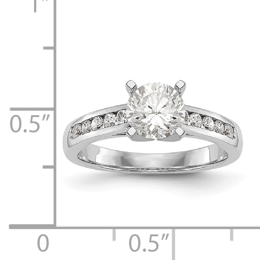 14K White Gold Diamond Peg Set CZ Engagement Ring