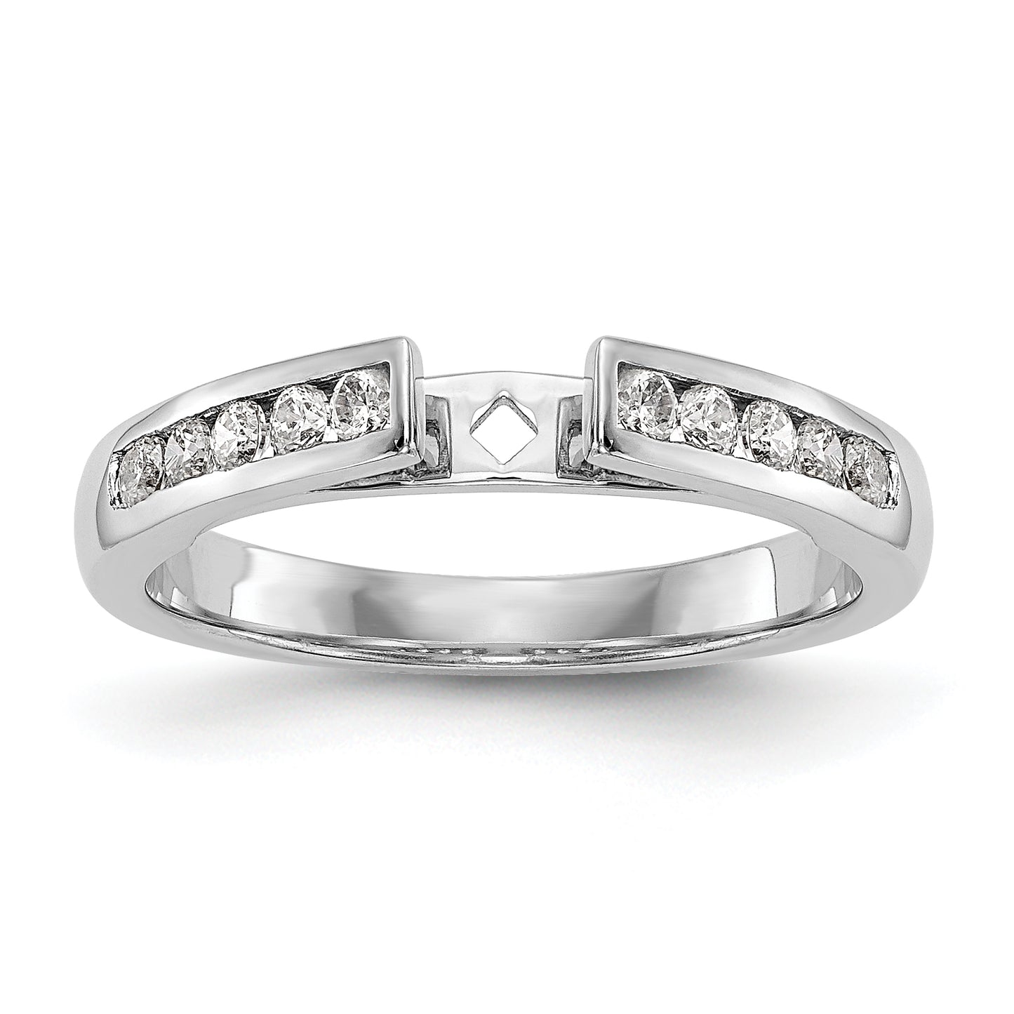 14K White Gold Diamond Peg Set CZ Engagement Ring