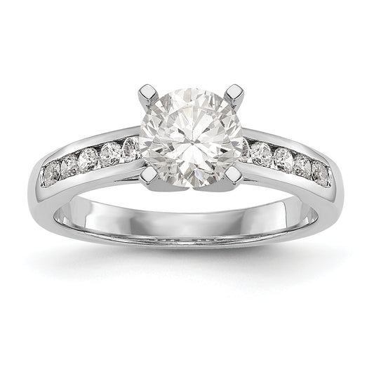 14K White Gold Diamond Peg Set CZ Engagement Ring