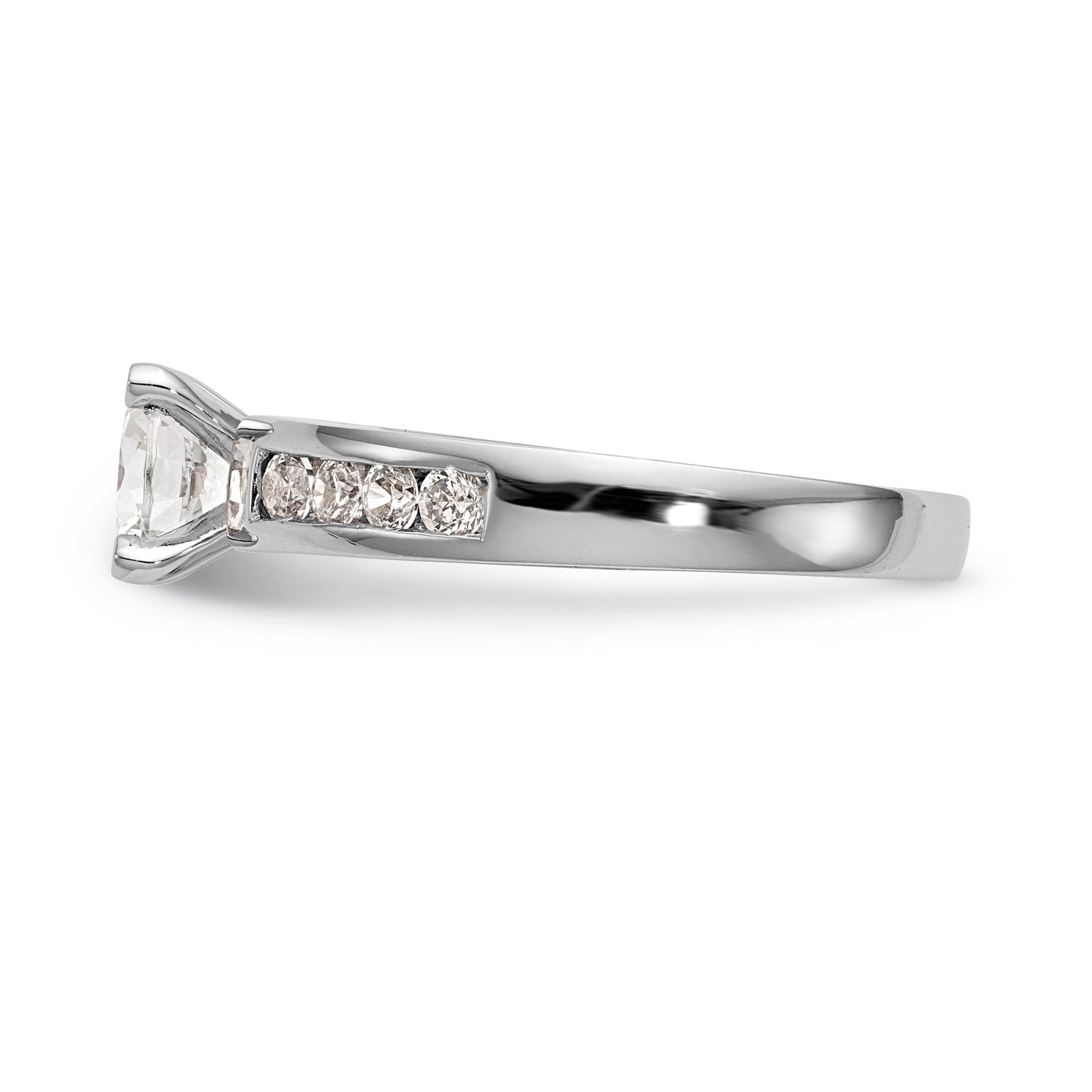 14K White Gold Diamond Peg Set Engagement Ring