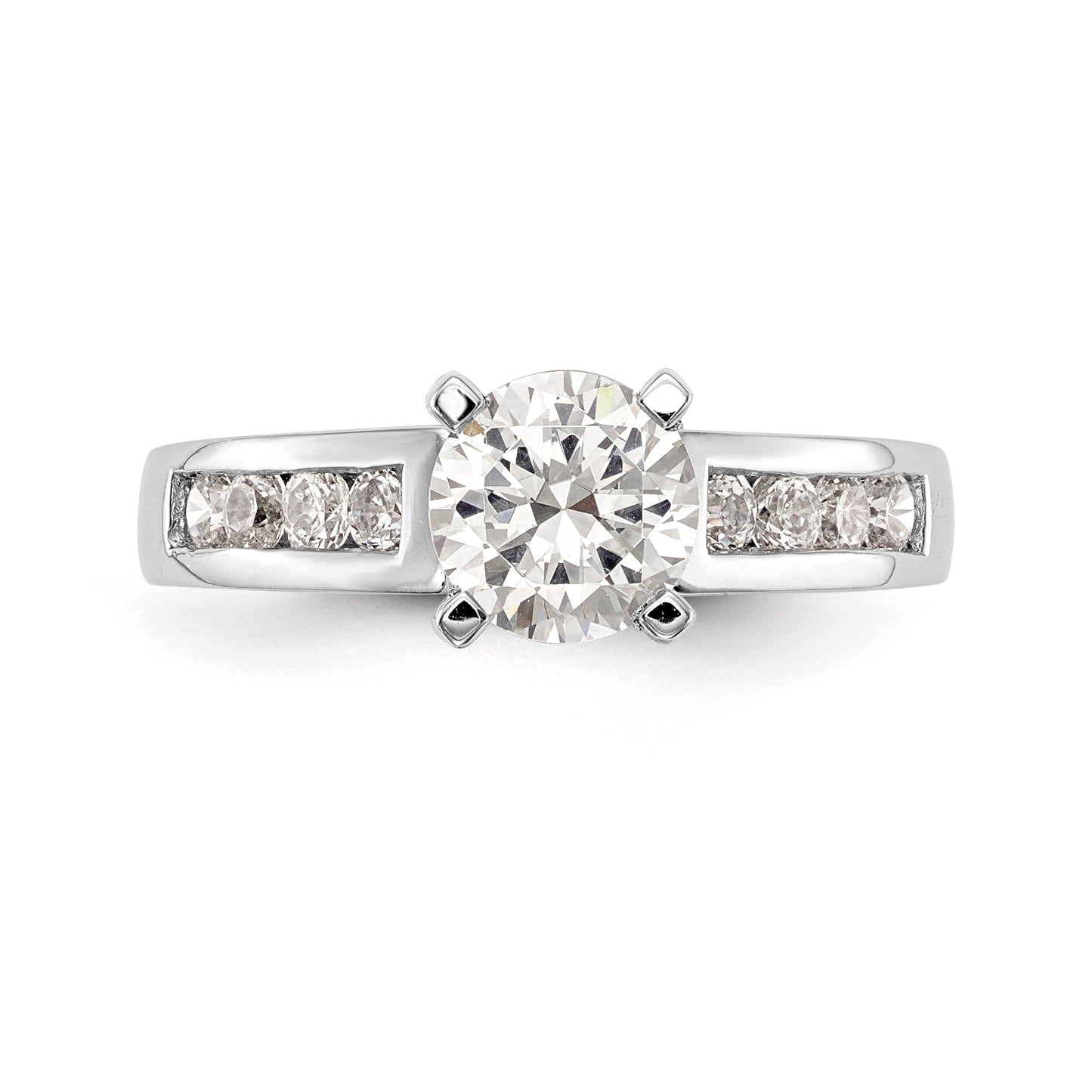 14K White Gold Diamond Peg Set Engagement Ring