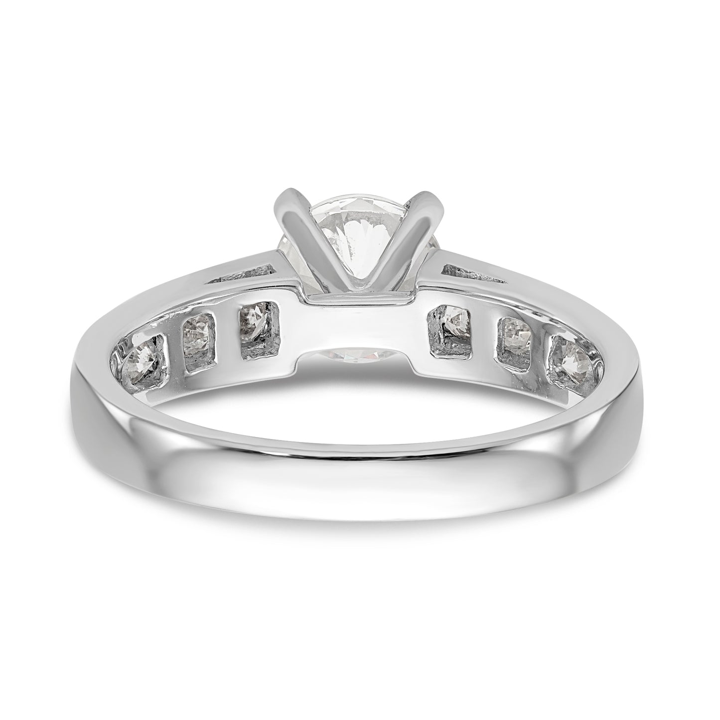 14K White Gold Diamond Peg Set Engagement Ring