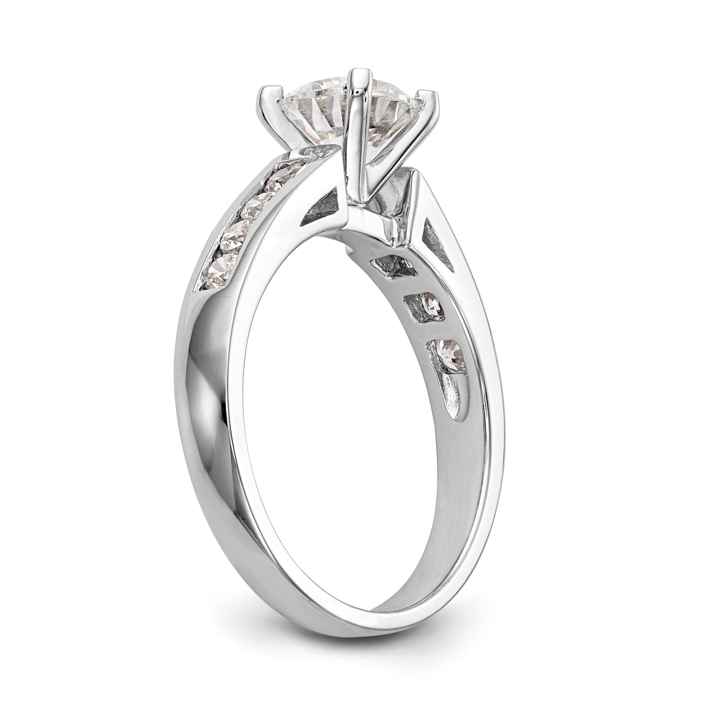 14K White Gold Diamond Peg Set Engagement Ring