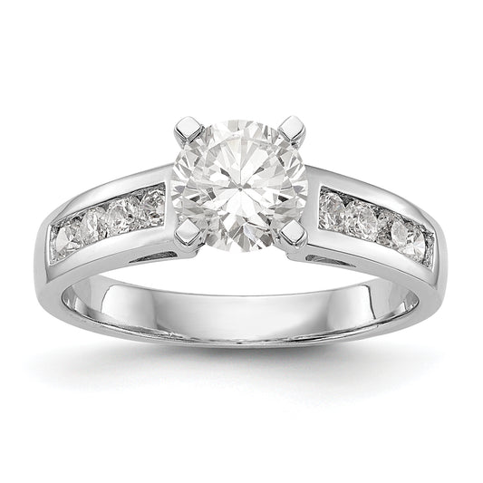 14K White Gold Diamond Peg Set Engagement Ring