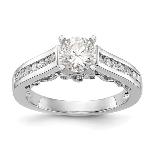 14K White Gold Diamond Peg Set Engagement Ring