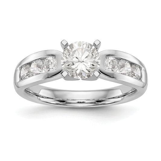 14K White Gold Diamond Peg Set Engagement Ring