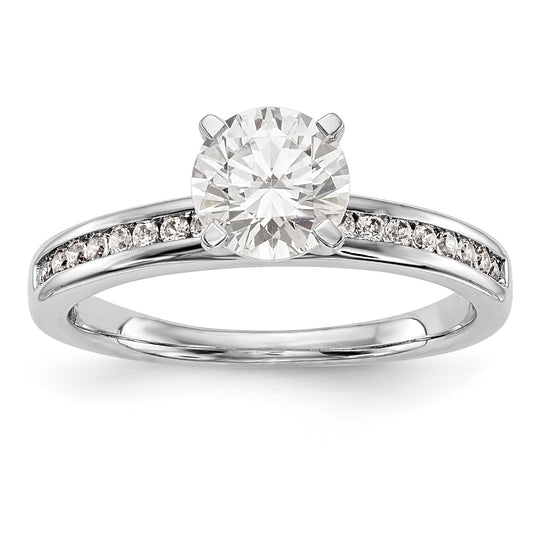 14K White Gold Diamond Peg Set CZ Engagement Ring