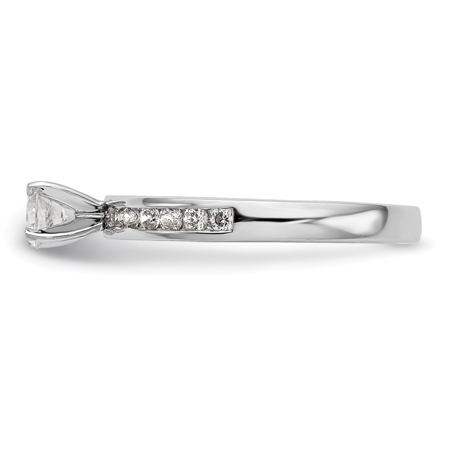 14K White Gold Diamond Peg Set CZ Engagement Ring