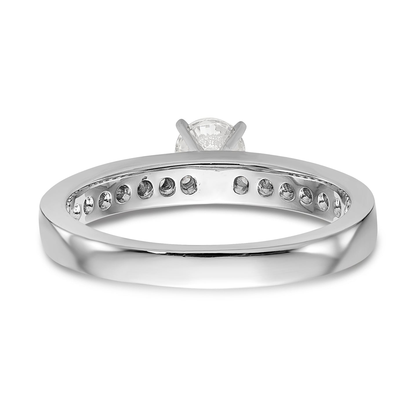 14K White Gold Diamond Peg Set CZ Engagement Ring