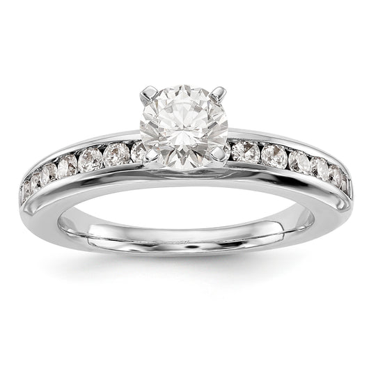 14K White Gold Diamond Peg Set CZ Engagement Ring