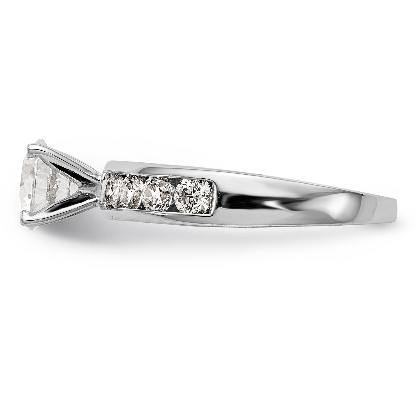 14K White Gold Diamond Peg Set CZ Engagement Ring