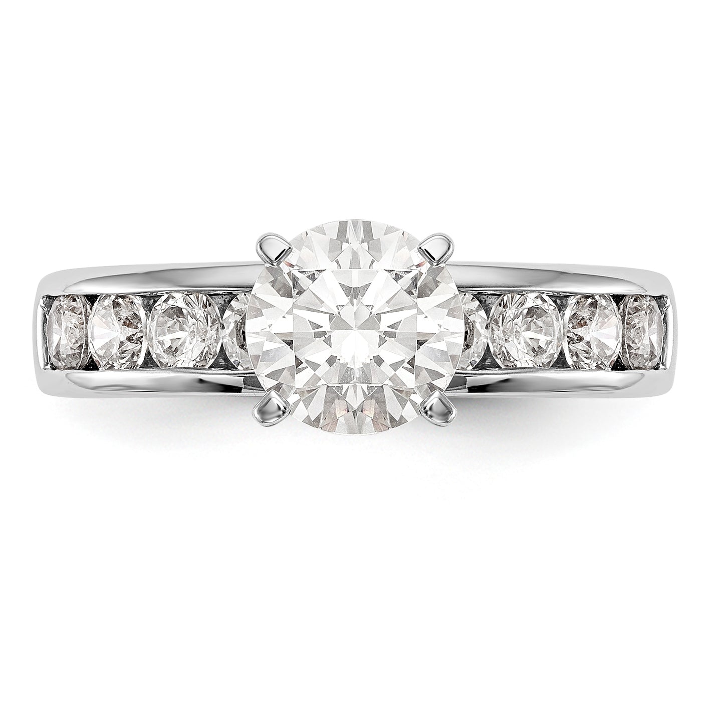 14K White Gold Diamond Peg Set CZ Engagement Ring