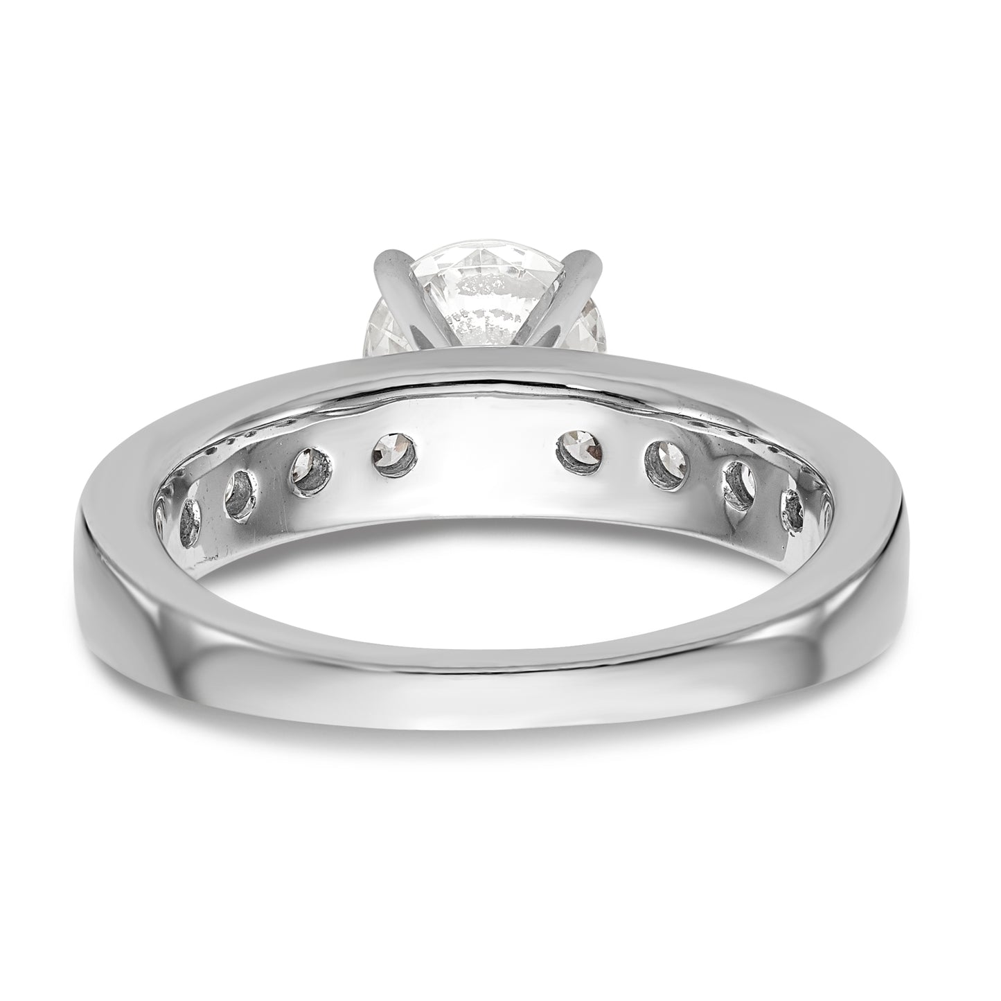 14K White Gold Diamond Peg Set CZ Engagement Ring