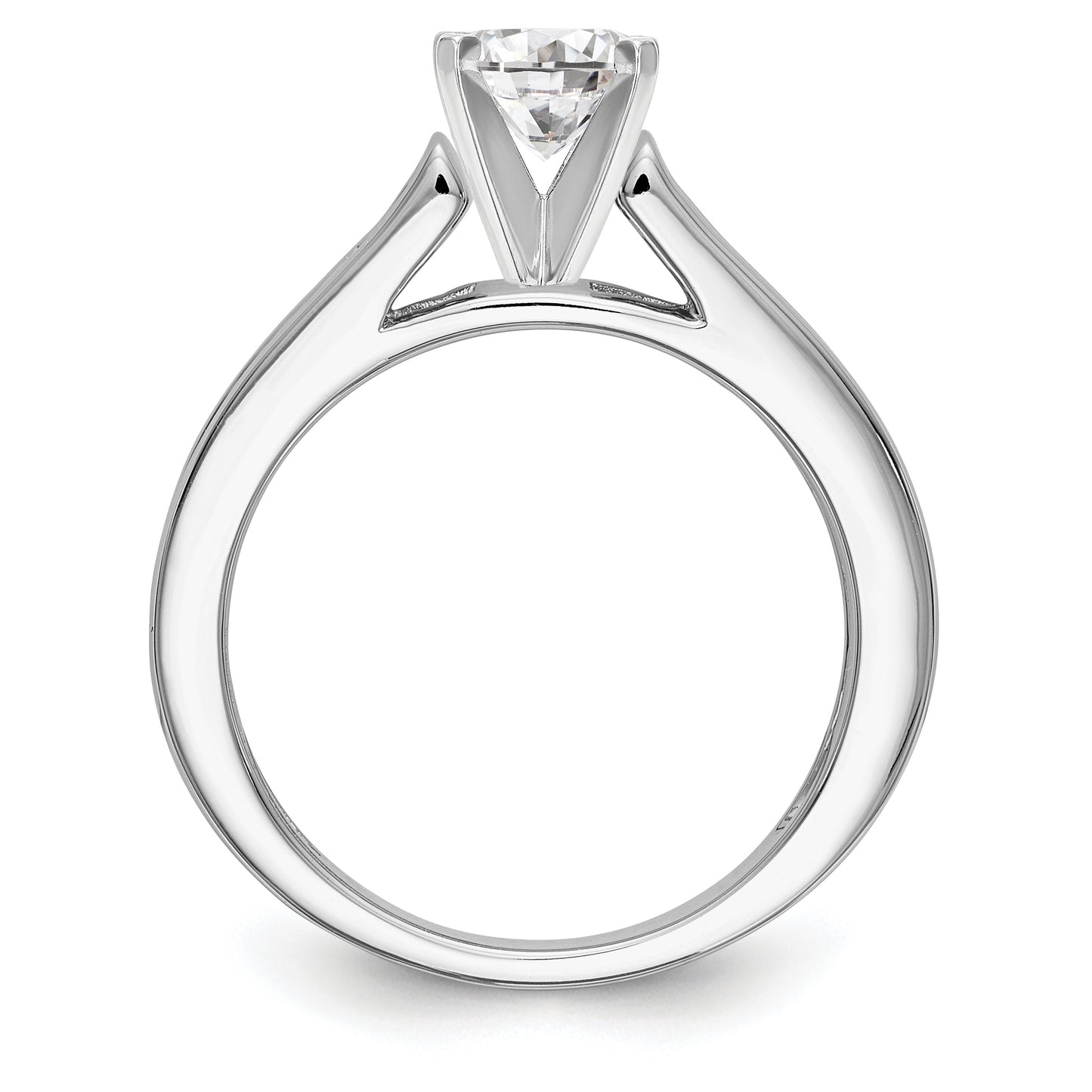 14K White Gold Diamond Peg Set CZ Engagement Ring