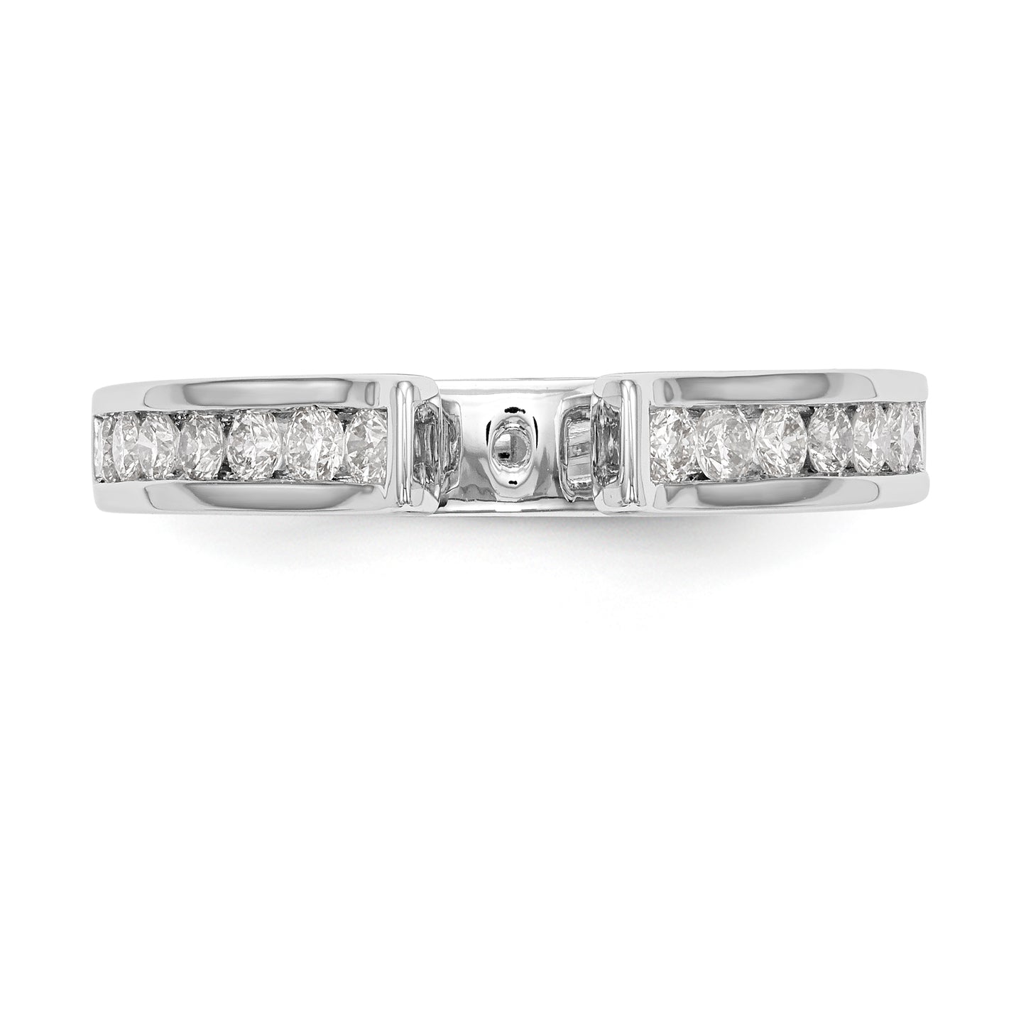 14K White Gold Diamond Peg Set CZ Engagement Ring