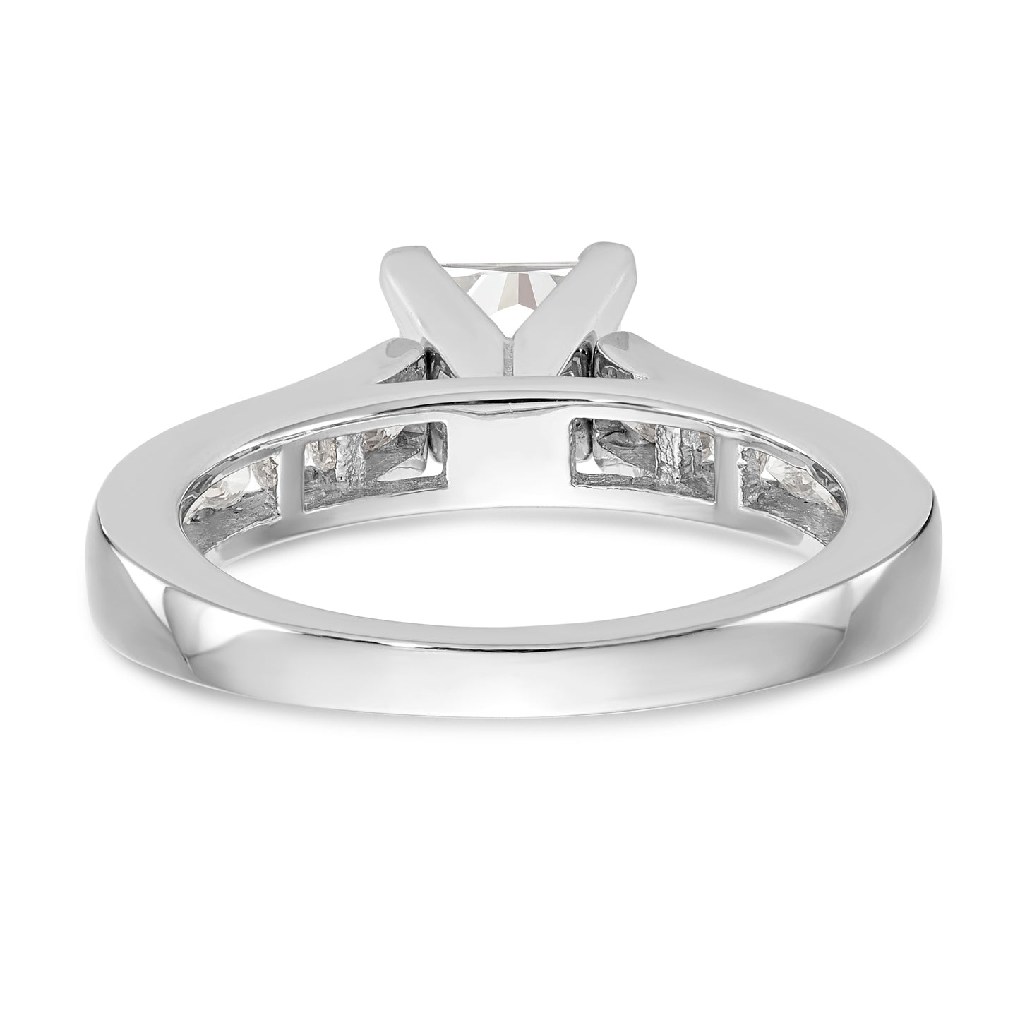 14K White Gold Diamond Peg Set CZ Engagement Ring