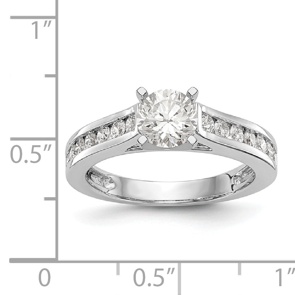 14K White Gold Diamond Peg Set CZ Engagement Ring