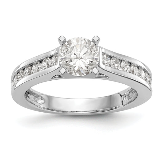 14K White Gold Diamond Peg Set CZ Engagement Ring