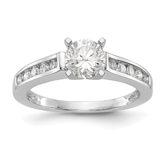 14K White Gold Diamond Peg Set CZ Engagement Ring