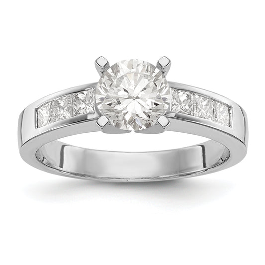 14K White Gold Diamond Peg Set CZ Engagement Ring