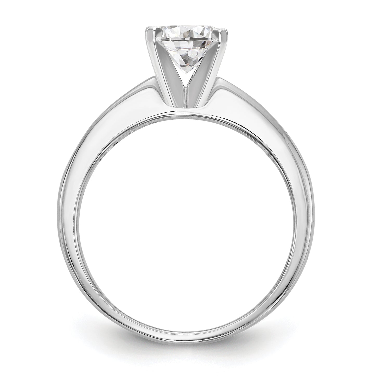 14K White Gold Diamond Peg Set CZ Engagement Ring