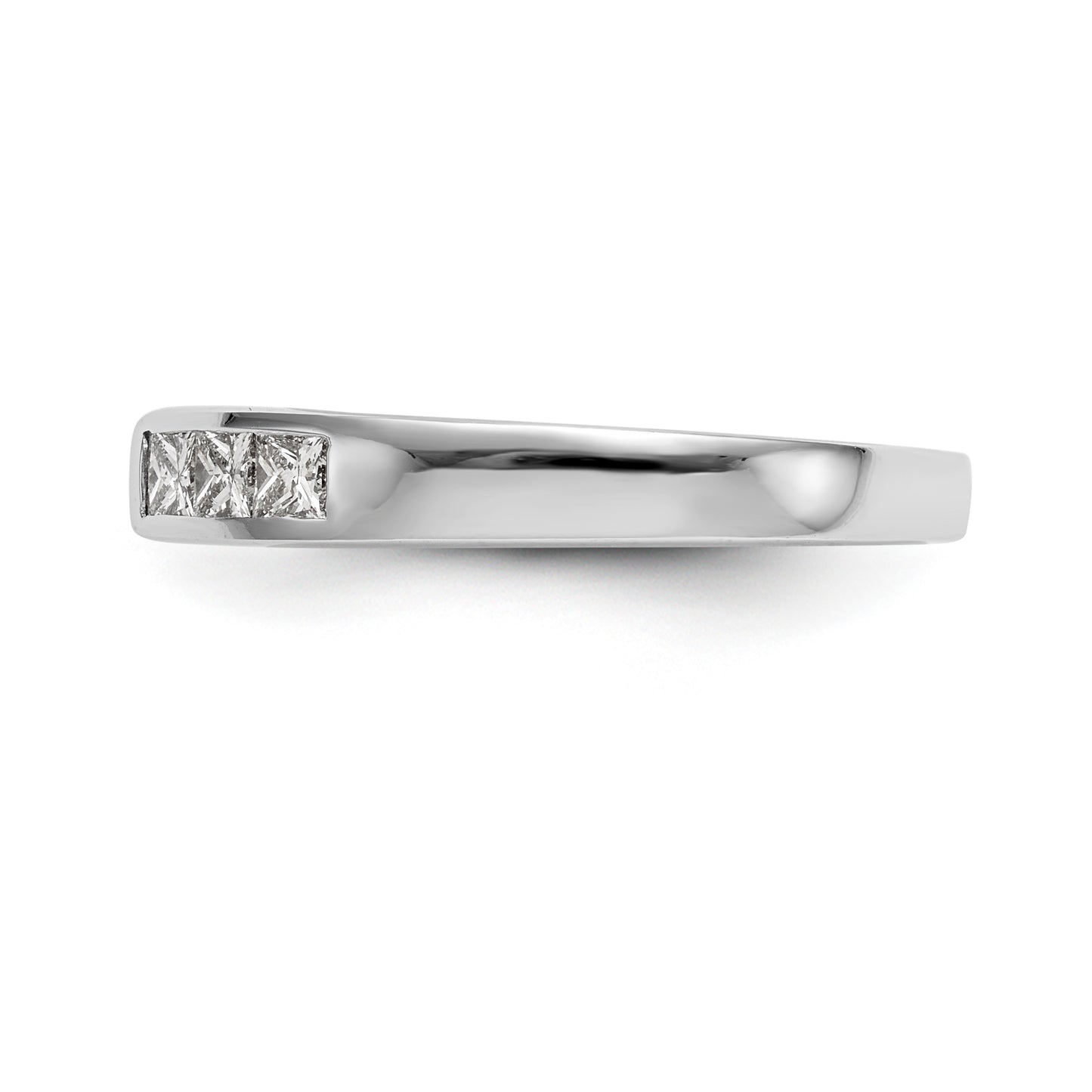 14K White Gold Diamond Peg Set CZ Engagement Ring