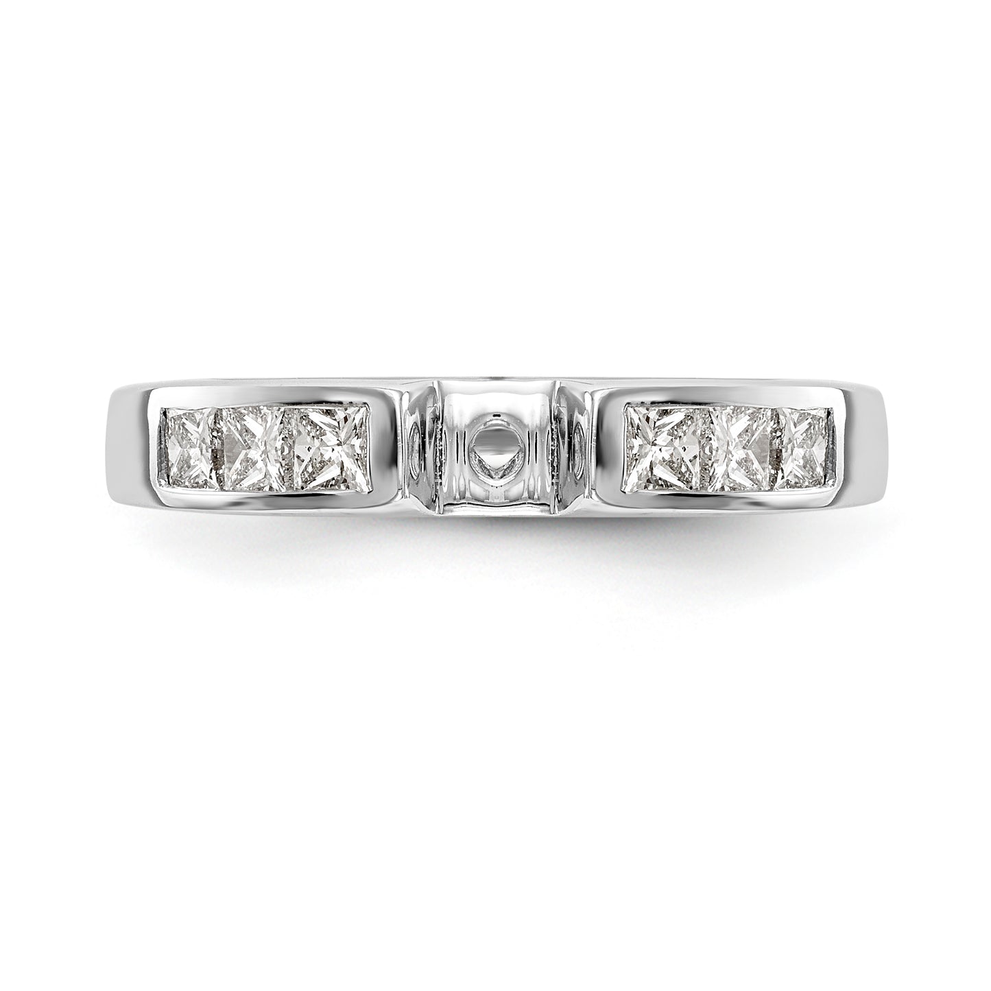 14K White Gold Diamond Peg Set CZ Engagement Ring