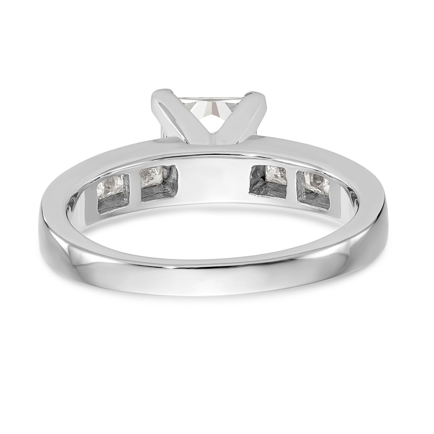 14K White Gold Diamond Peg Set CZ Engagement Ring