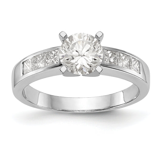 14K White Gold Diamond Peg Set CZ Engagement Ring