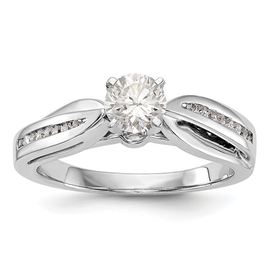 14K White Gold Diamond Peg Set Engagement Ring