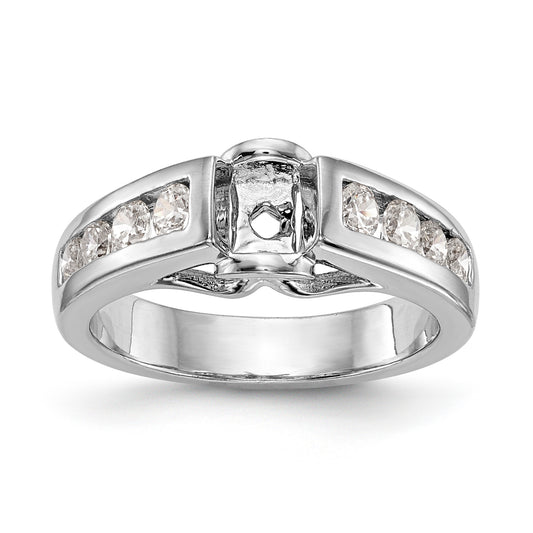 14K White Gold Diamond Peg Set CZ Engagement Ring