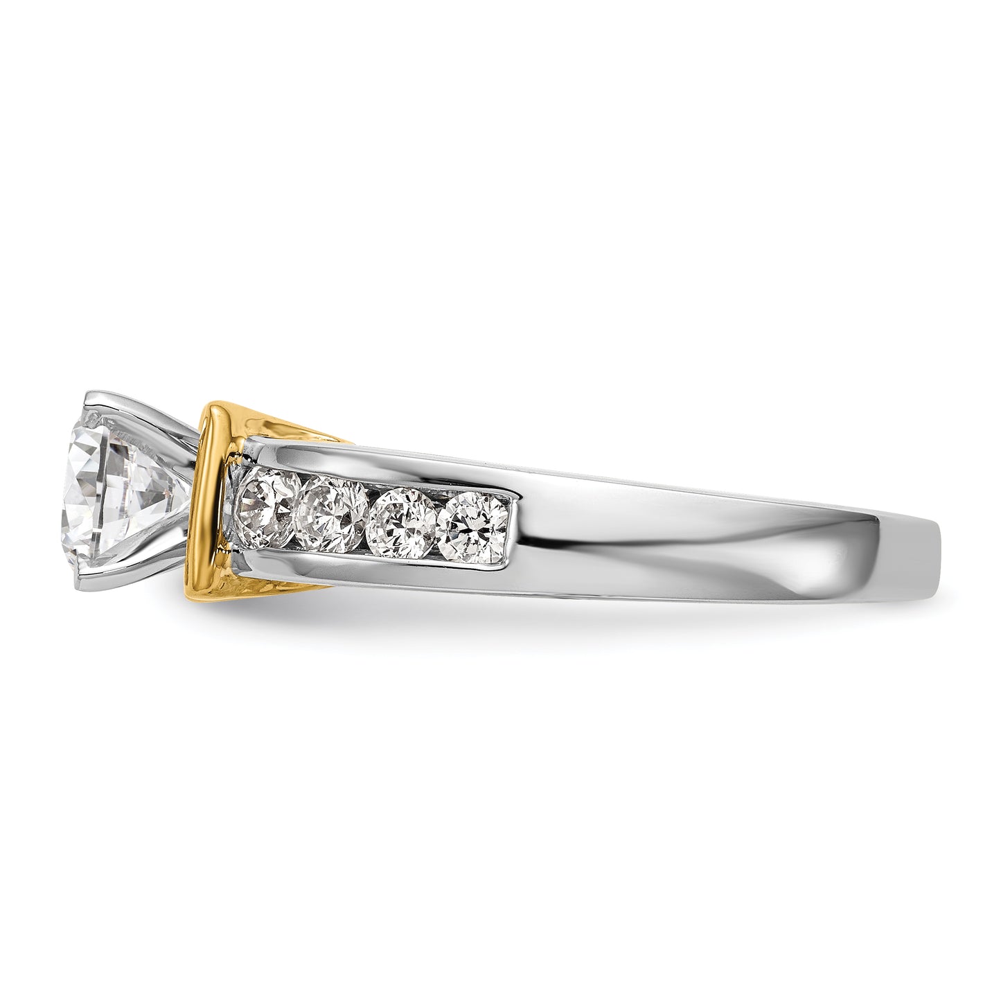 14K Two tone Peg Set Simulated Diamond Engagement Ring