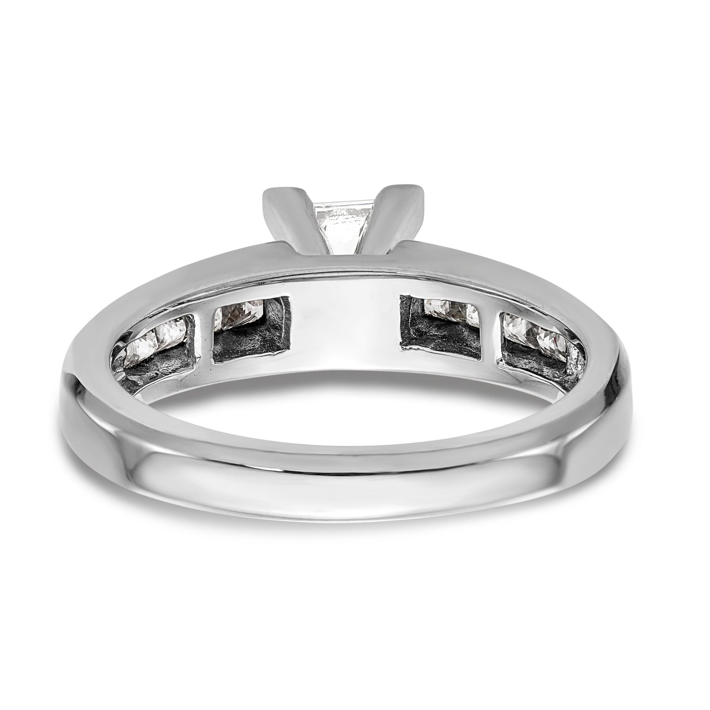 14K White Gold Peg Set Diamond Princess Cut CZ Engagement Ring