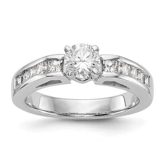 14K White Gold Diamond Peg Set Engagement Ring