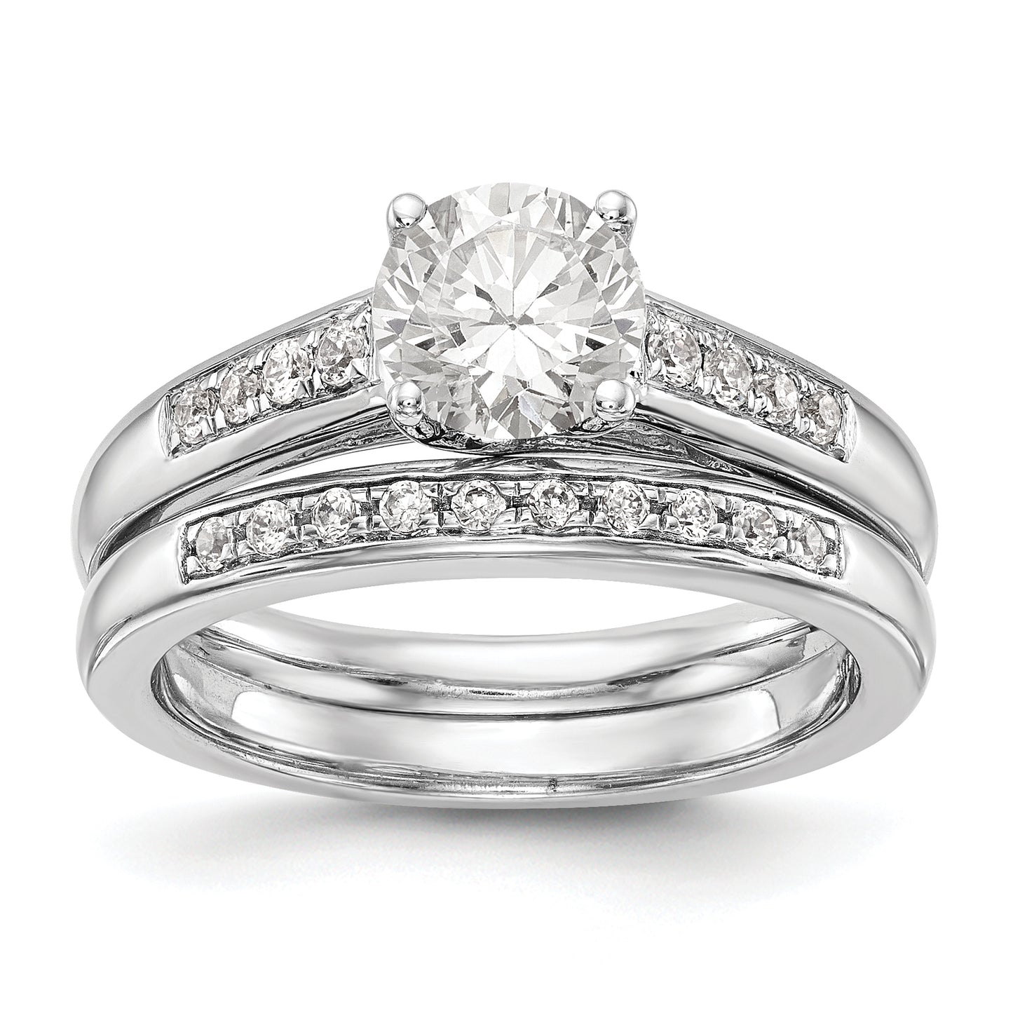 14K White Gold Simulated Diamond Engagement Ring