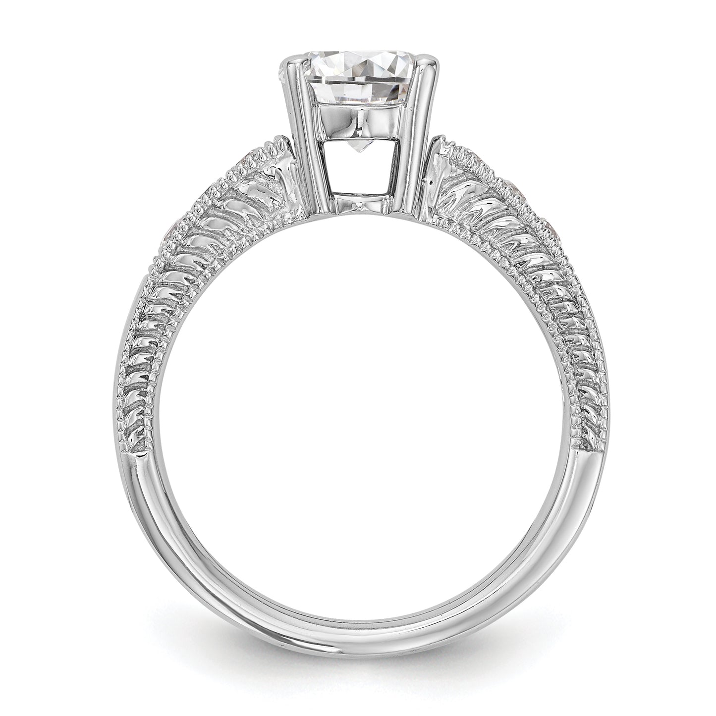 14K White Gold Simulated Diamond Engagement Ring