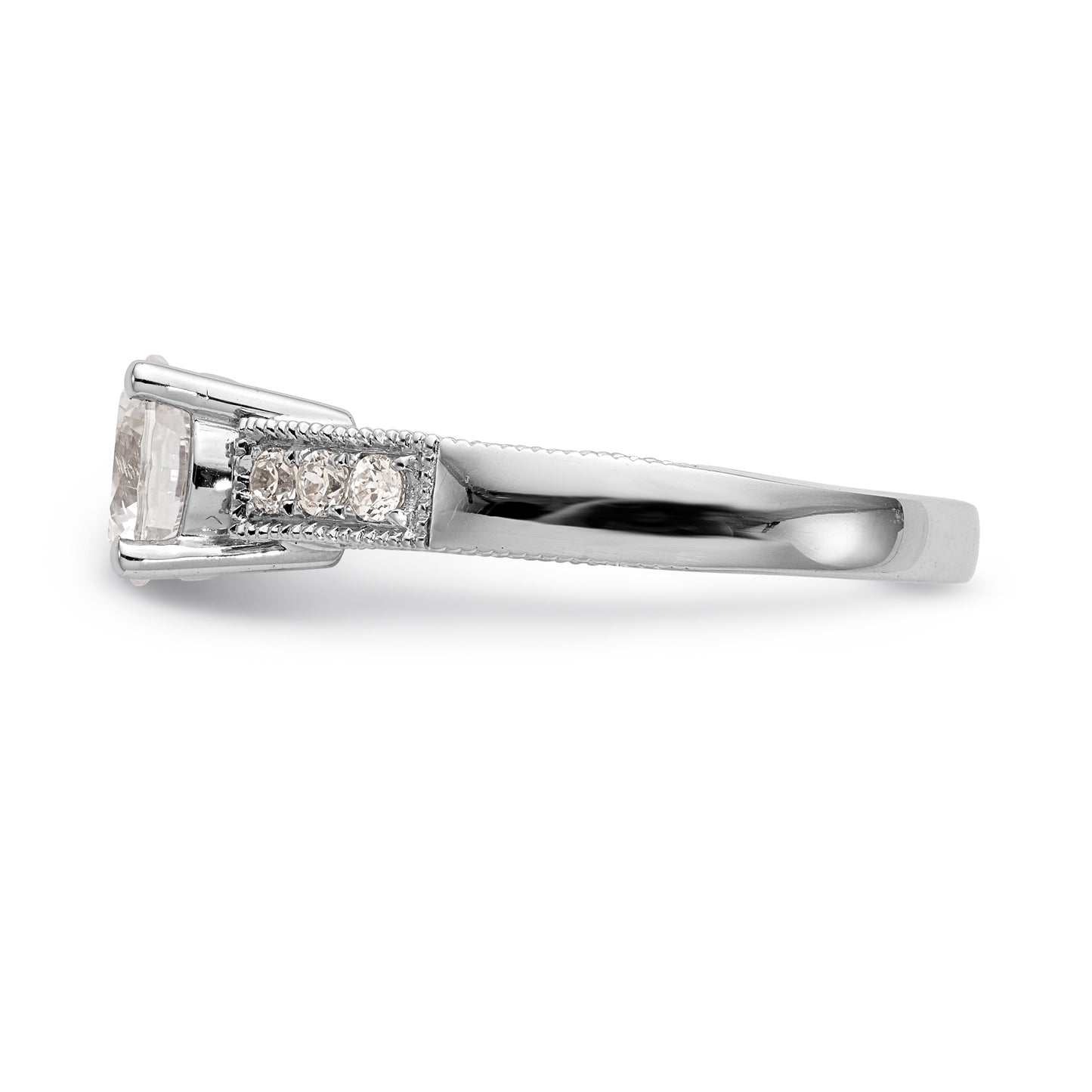 14K White Gold Simulated Diamond Engagement Ring