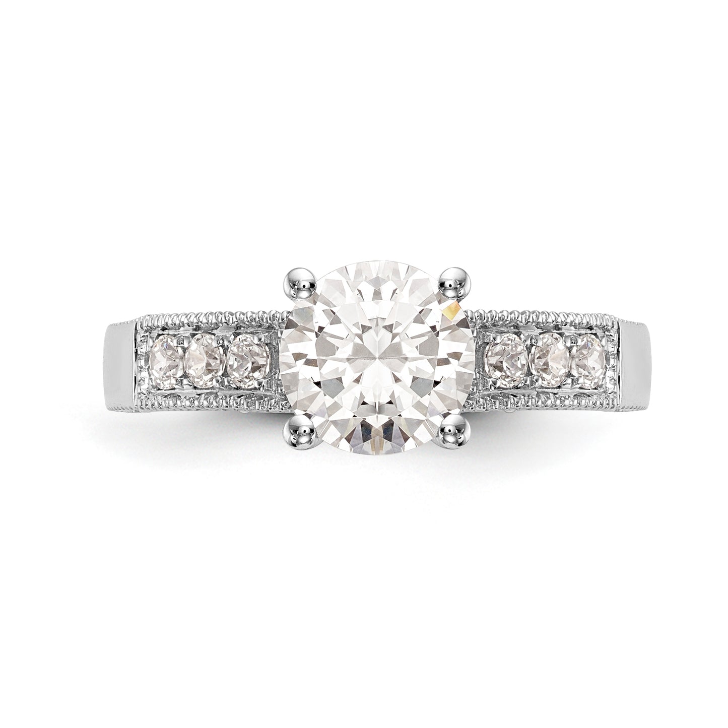 14K White Gold Simulated Diamond Engagement Ring